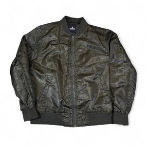 Southpole Bomber Jacket Mens XL Green Nylon Military Zip